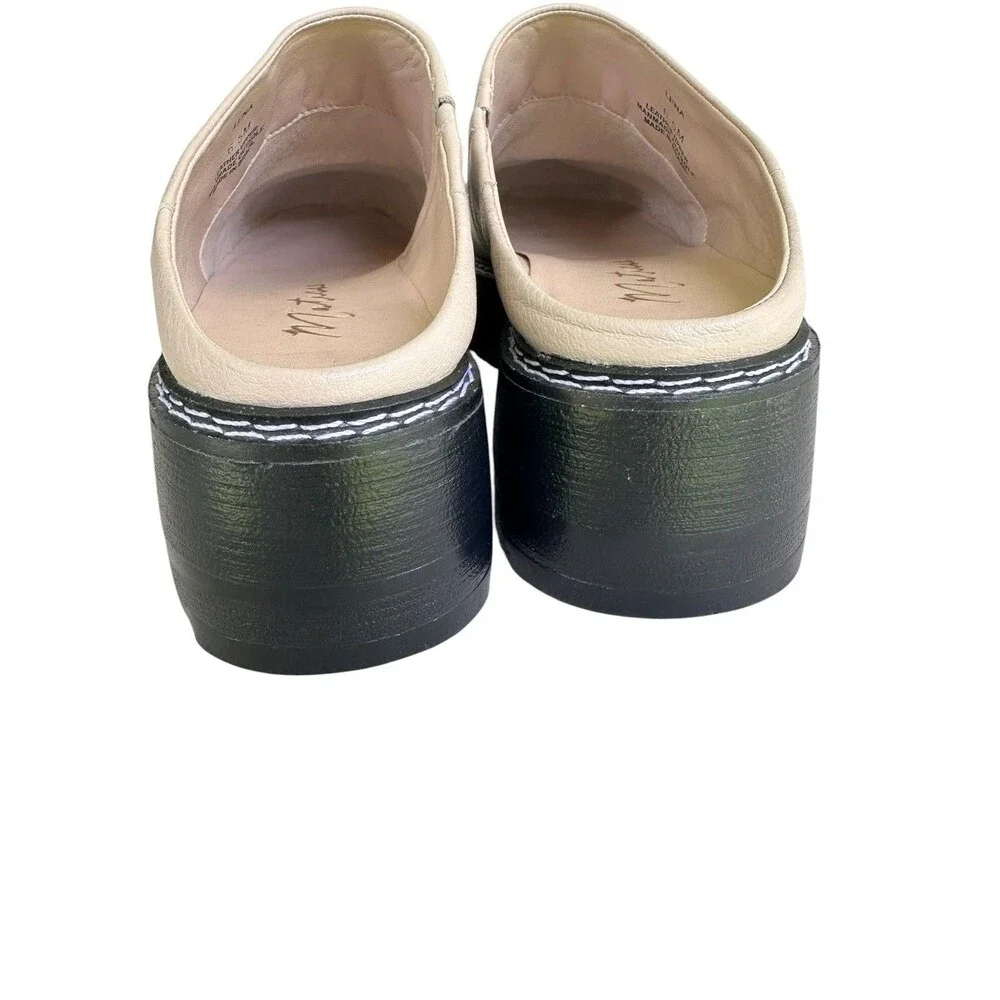 Matisse Lena Chunky Mule Leather Platform Shoes Clogs 6.5 Beige Black